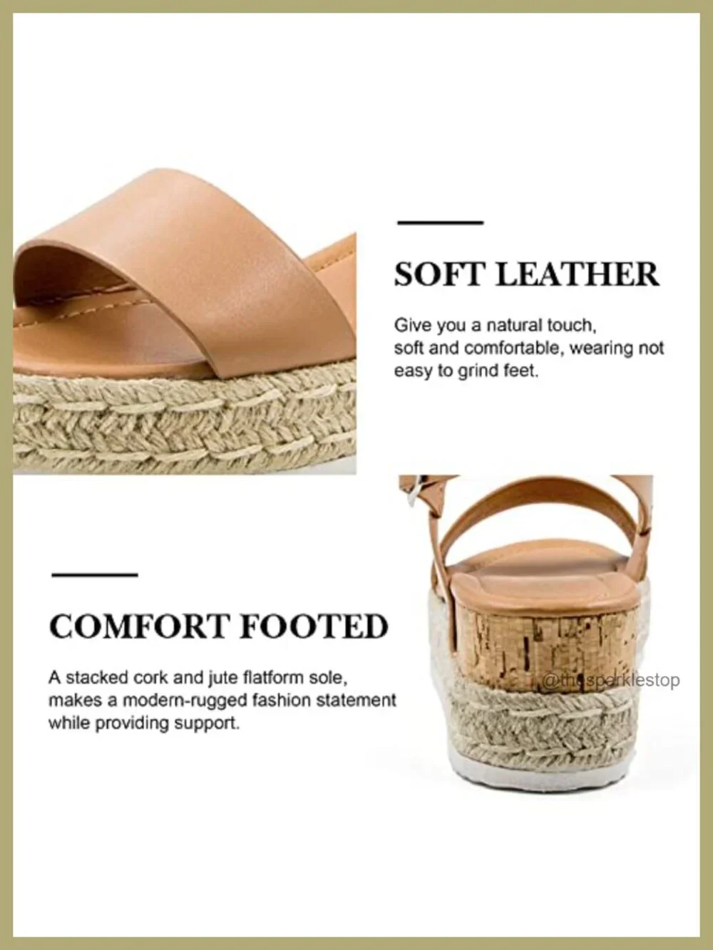 Espadrilles Wedge Sandals Ankle Strap Buckle Open Toe Studded Platform